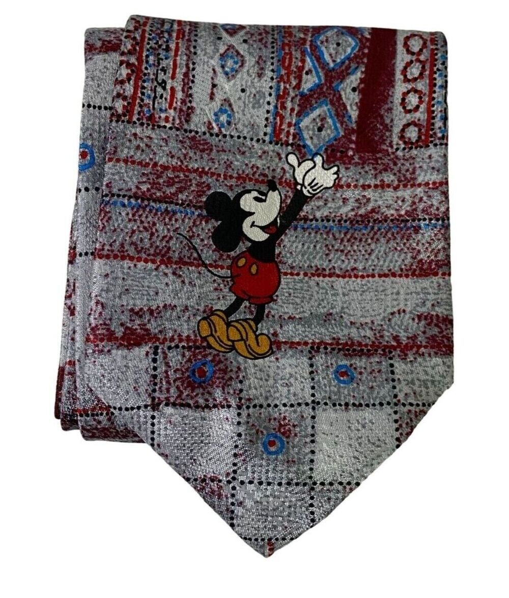 #6648 Mickey Unlimited Gray and Maroon Mens Mickey Mouse Necktie, Tie